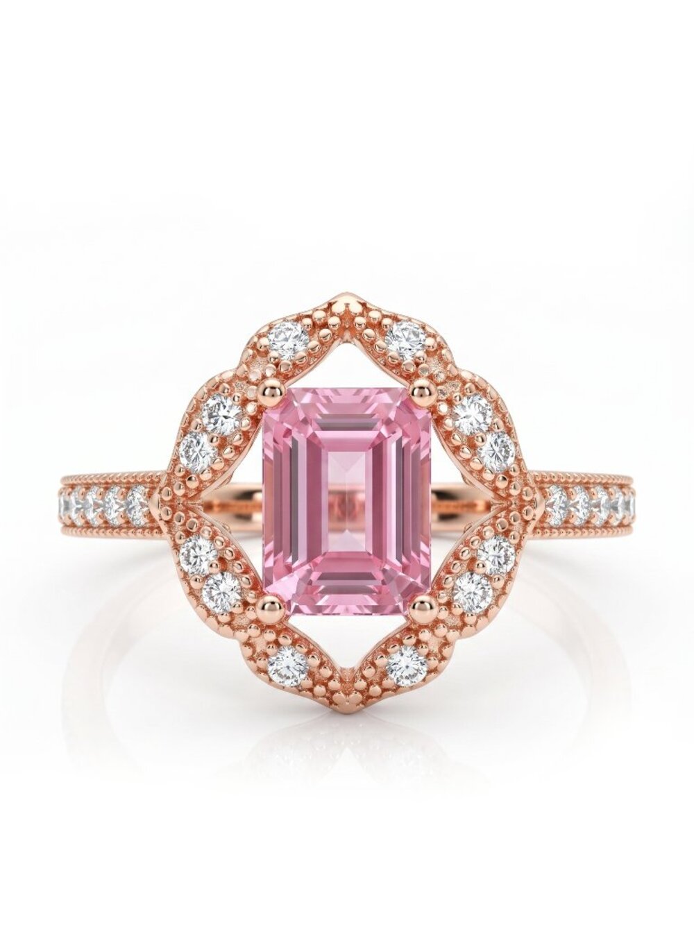 Pink Gemstone Rose Gold ring, 925 Sterling Silver, 18k Rose Gold finish